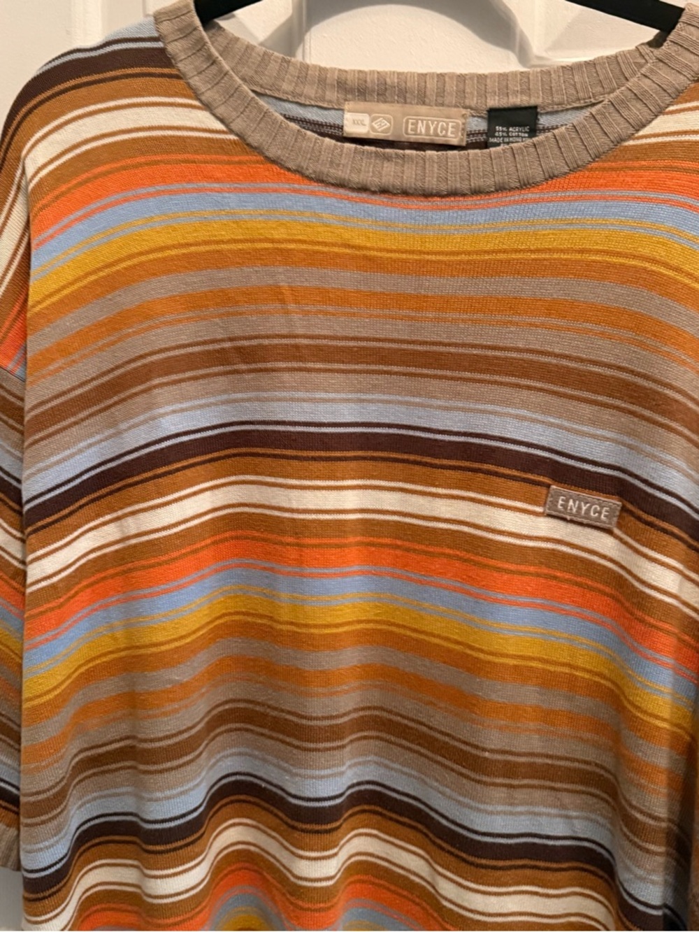 Vintage Y2K ENYCE XXXL Pastel Stripe Knit Sweater Short Sleeve Streetwear - Picture 5 of 8
